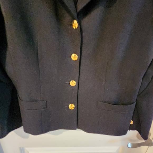Austin Reed worsted wool black jacket blazer size 14, gold buttons, made in USA. - Picture 7 of 7